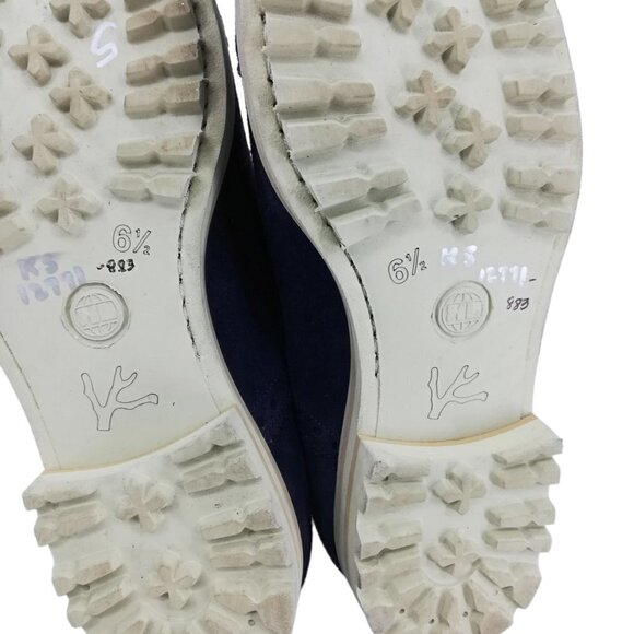 Isaia Napoli Blue Suede Brogues Oxford Loafers Size 6.5 US Mens 7.5 Womens 9.5 - Picture 13 of 13